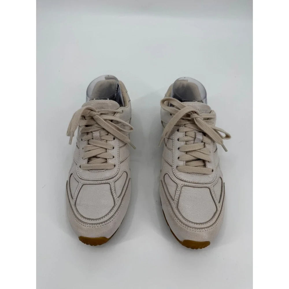 Vince Leather Low Top Sneakers Cream Off White Gum Sole Lace Up Trainers